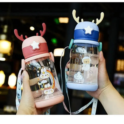 Cartoon Animal Baby Water for Boy Girl Bottle With Straw Girls Kids Large Portable Travel